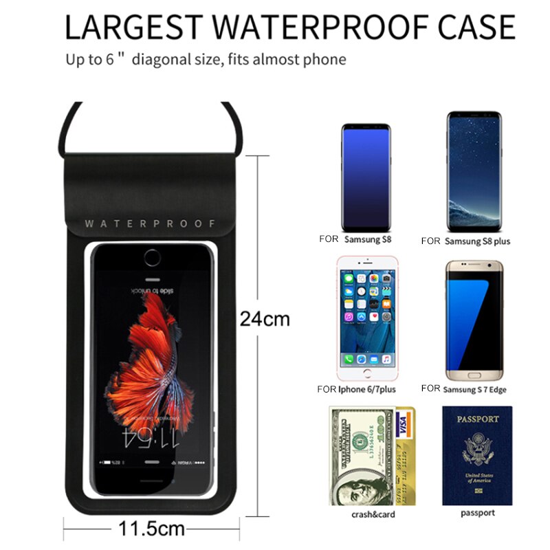 Real Waterdichte Tas Voor Iphone 11 Pro Max Xs X Xr 7 8 6 Plus Se Unde Water Proof telefoon Geval Voor Samsung S20 A71 A51 Cover