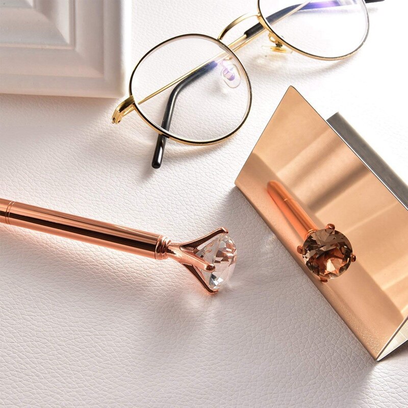 2 Pack Stainless Steel Business Cards Holders Desktop Card Display Business Card Rack Organizer(Rose Gold)