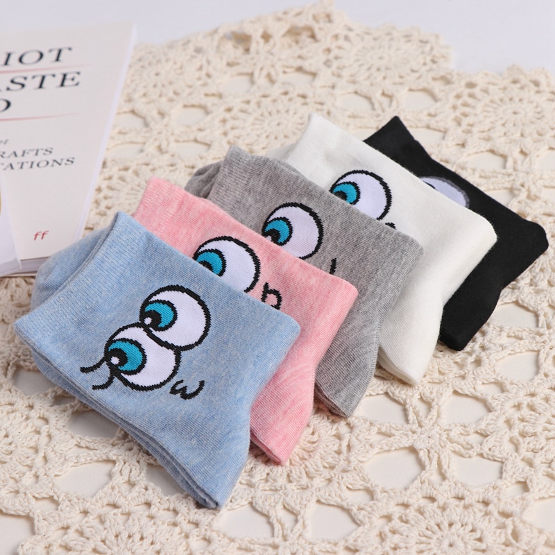 UN Paio di Occhi Belli di Disegno del Tubo Medio Femminile Calzini E Calzettoni Personalità Unica Grandi Occhi Del Fumetto del Cotone Puro delle Donne Calzini E Calzettoni