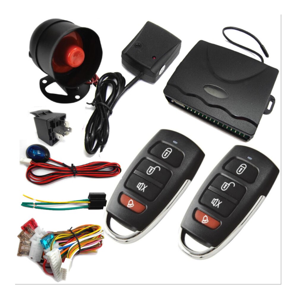 Uniwersalny alarm samochodowy system 1-sposób uniwersalna ochrona system bezpieczeństwa dostęp bezkluczykowy syreny + 2 zdalnego sterowania włamywacz