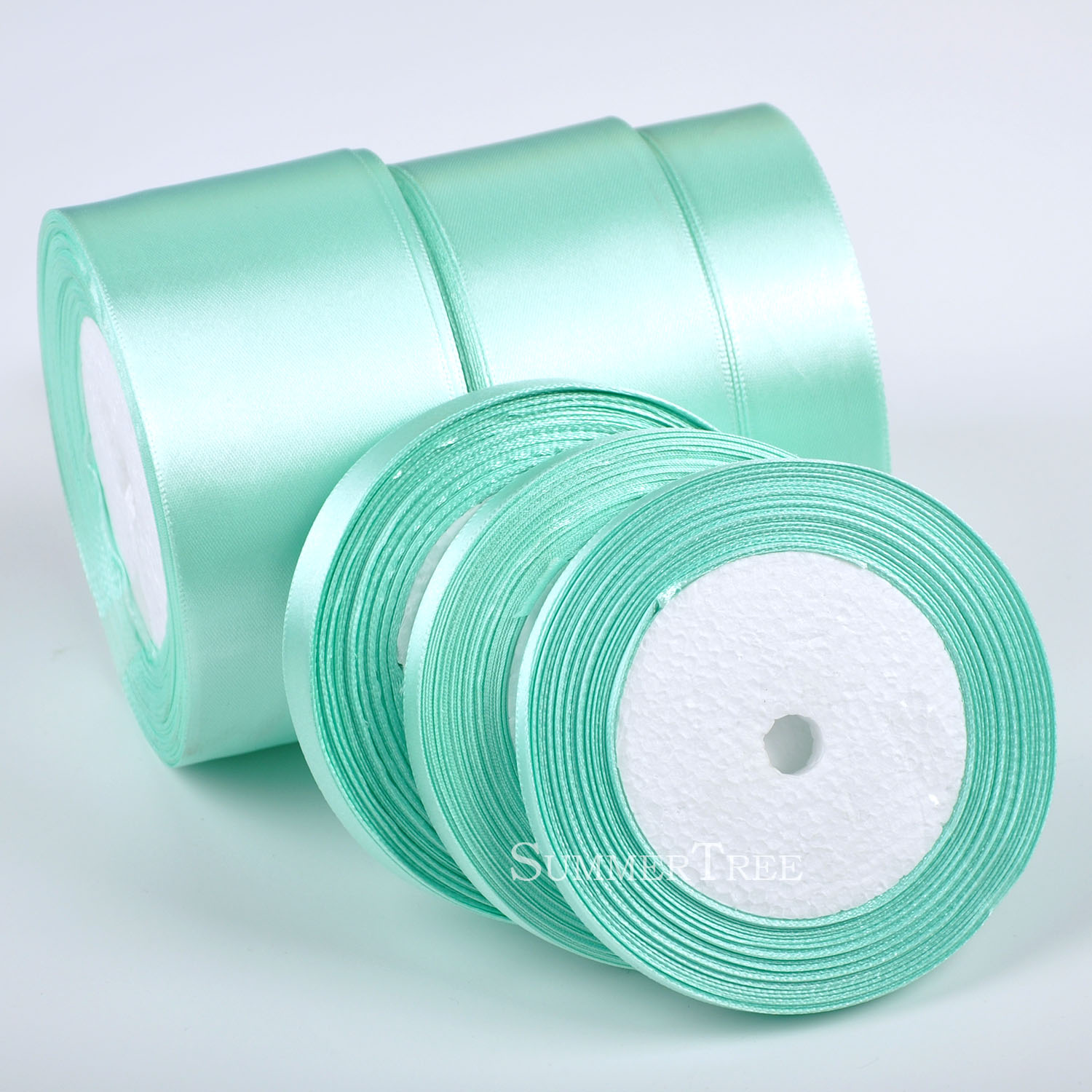 1 Roll Mintgroen 25yards 6mm-50mm Satijnen Lint Sjerp Boog Handgemaakte DIY Craft Wedding party Supply Banket Decoratie