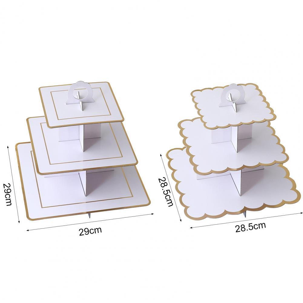 Cake Stand Exquisite Three-layer Paper Eco-friendly Disposable Dessert Stand for Wedding