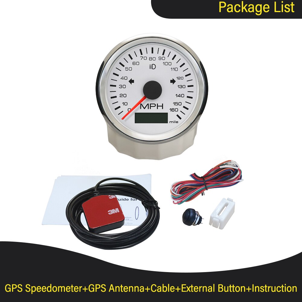 0-160MPH GPS Speedometer with Red/Yellow Backlight for Car Motorcycle Boat Total Mileage 0-999999miles Adjustable 85mm 9-32V