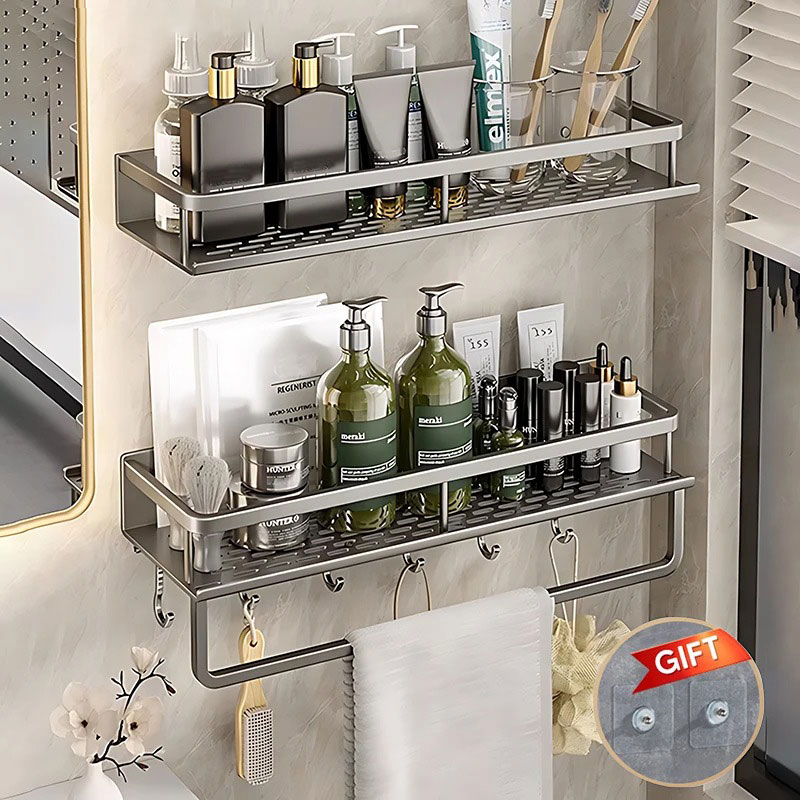 30/40/50CM Punch-Gratis Badkamer Plank Shampoo Rek Aluminium Douche Organizer Zonder Boren Wc plank Badkamer Accessoires
