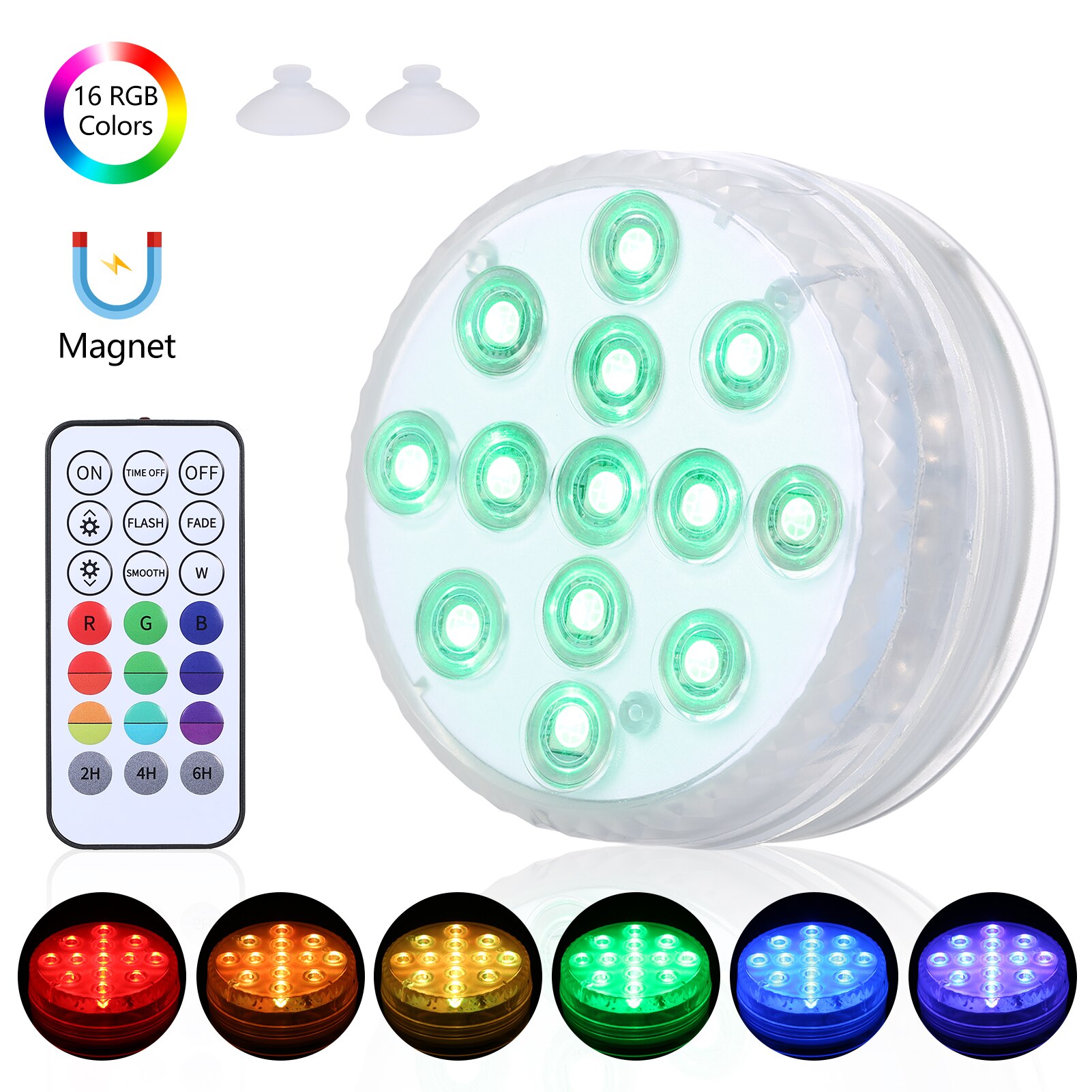16 Colors Submersible Led Lights With Magnet and Suction Cup Pond Fountain Underwater LED Night Light for Pool Fishtank: 1 controller 1 light
