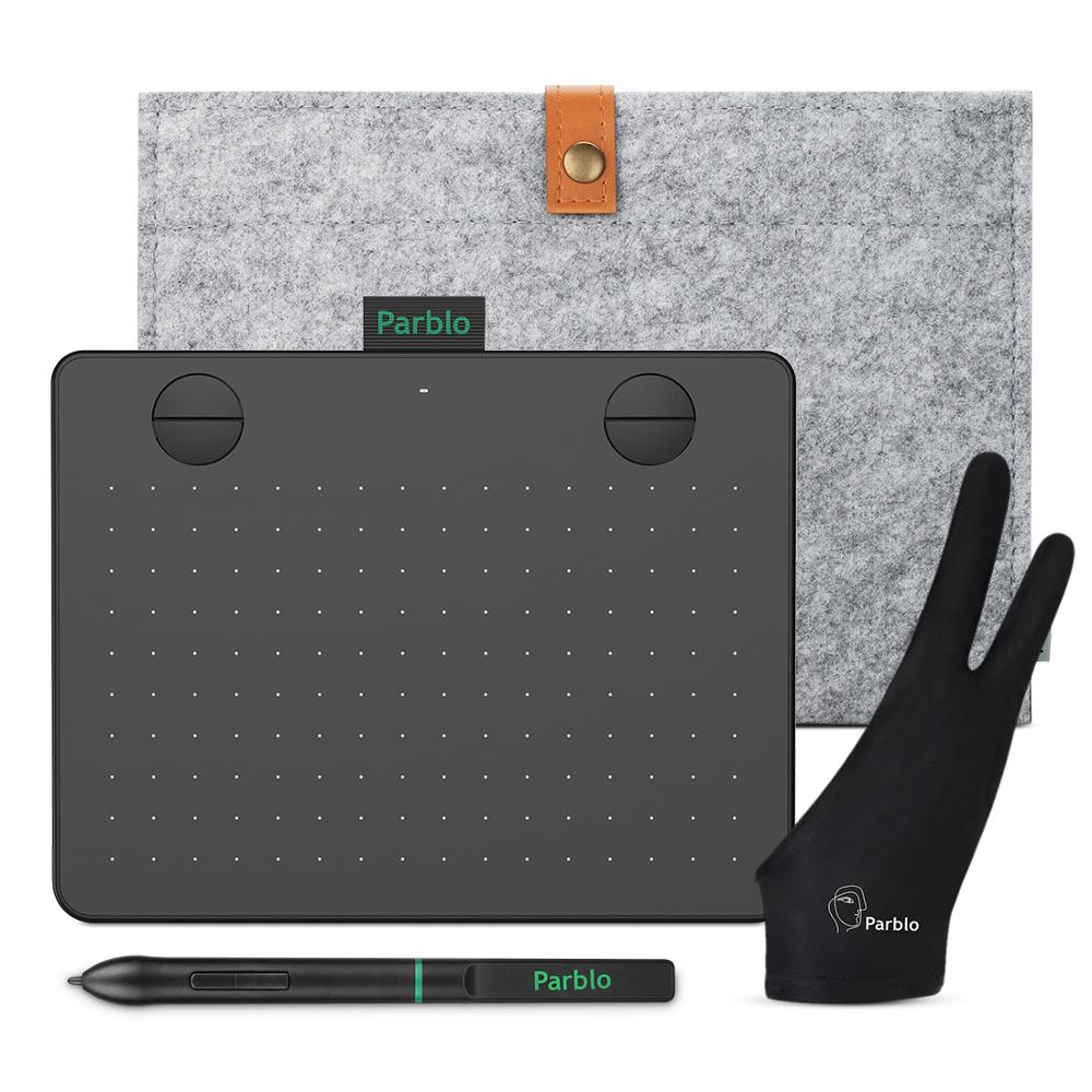 Parblo A640 6*4 pouces grande surface Active dessin tablette USB Signature graphique tablette 8192 pression avec sac et gant: Default Title