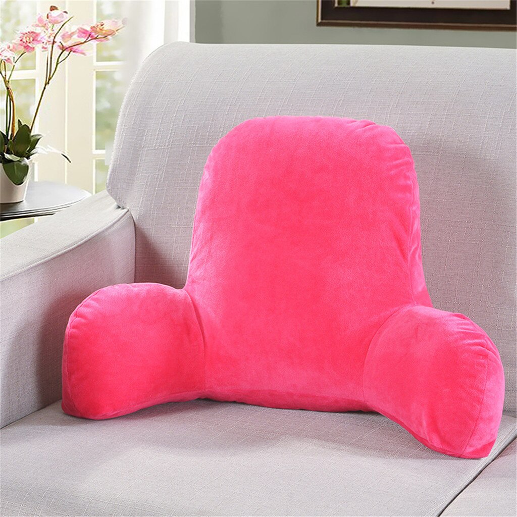 Thicked 100% Cushion Lumbar Back Support Chair Cushion With Arms Back Pillow Bed Plush Big Backrest Reading Rest Pillow: Hot Pink