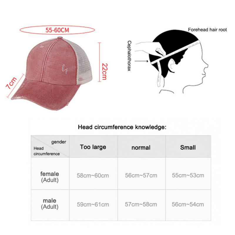 Ponytail Baseball Cap Messy Hats For Women Washed Cotton Snapback Caps Casual Summer Sun Visor Outdoor Sports Caps