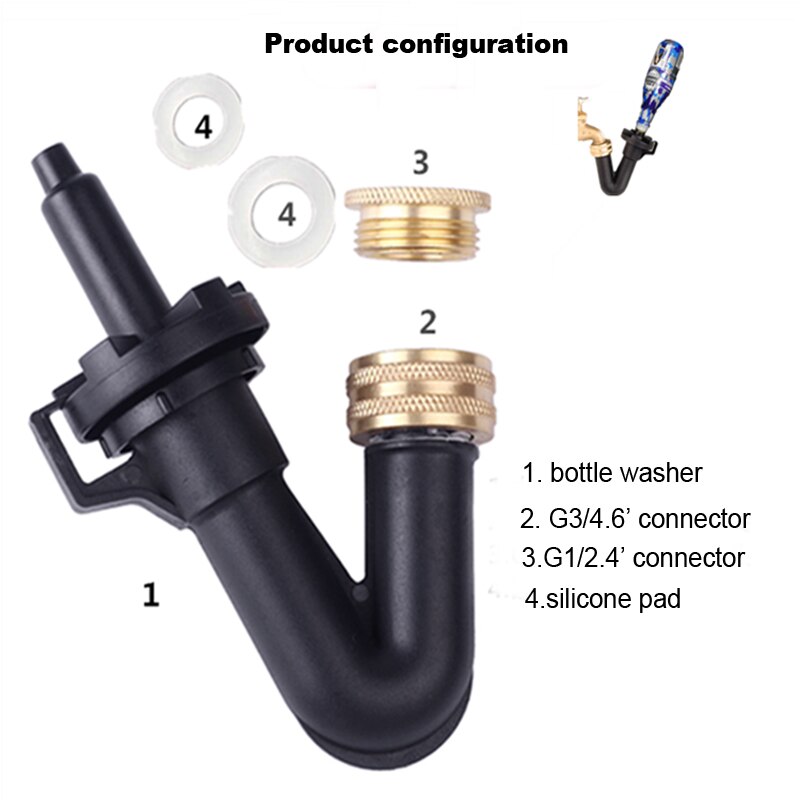 Lave-bouteille de bière à domicile, efficace, avec robinet de cuisine, adaptateur pour brassage à domicile: Gris clair