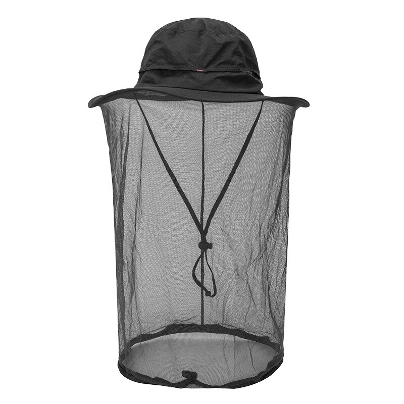 Gorro antimosquitos para exteriores, Protector facial de malla para viajes, Camping, cuidado de la salud: Negro