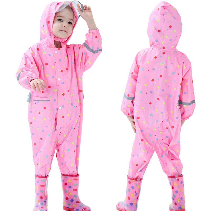 Kids Raincoat Cartoon Toddler Clothing Boys Hooded Jumpsuit For Infant Girls 1-10 Years Rainwear Children Rain Pants: Pink-3 / XL(110-120cm)