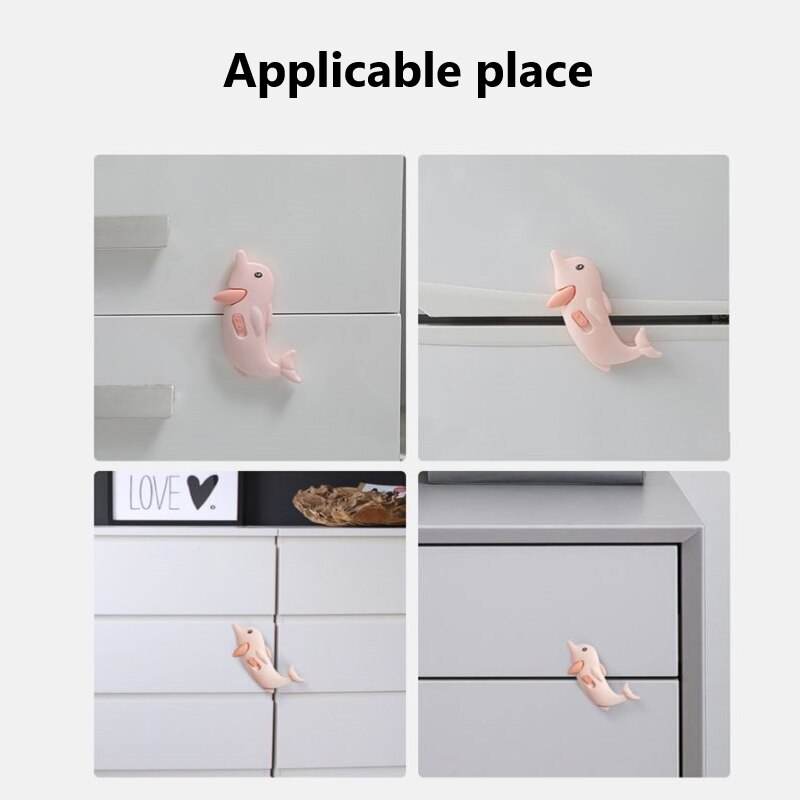 3 stücke Türschloss Delphin bilden Baby freundlicher Sicherheit Pflege Schlösser Schrank Schrank Wc Sicherheit Schlösser Kleinkind Baby Schutz sperren