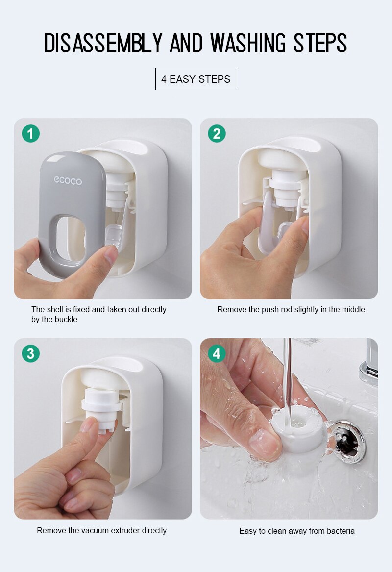 Badkamer Accessoires Set Automatische Tandpasta Dispenser Stofdicht Tandenborstelhouder Wall Mount Tandpasta Squeezers Zwart/Grijs