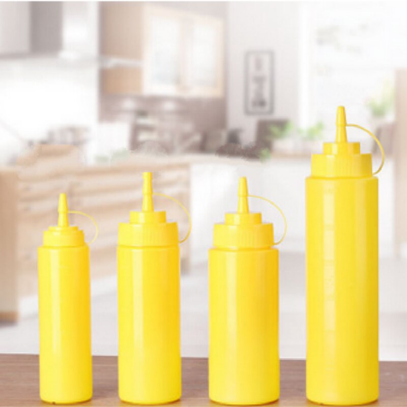 1Pcs 12Oz 16Oz 24Oz Keuken Plastic Squeeze Bottle Dispenser 8Oz Voor Saus Azijn olie Ketchup: YELLOW / 24 Ounce