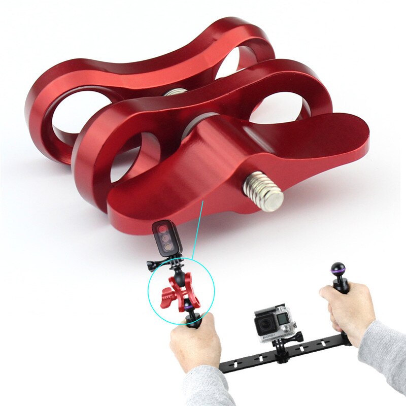 Ball Klemme für Unterwasser Fotografie Schmetterling Clip verdreifachen Klemme montieren Adapter für Gopro Kamera Halterung Halfter: rot