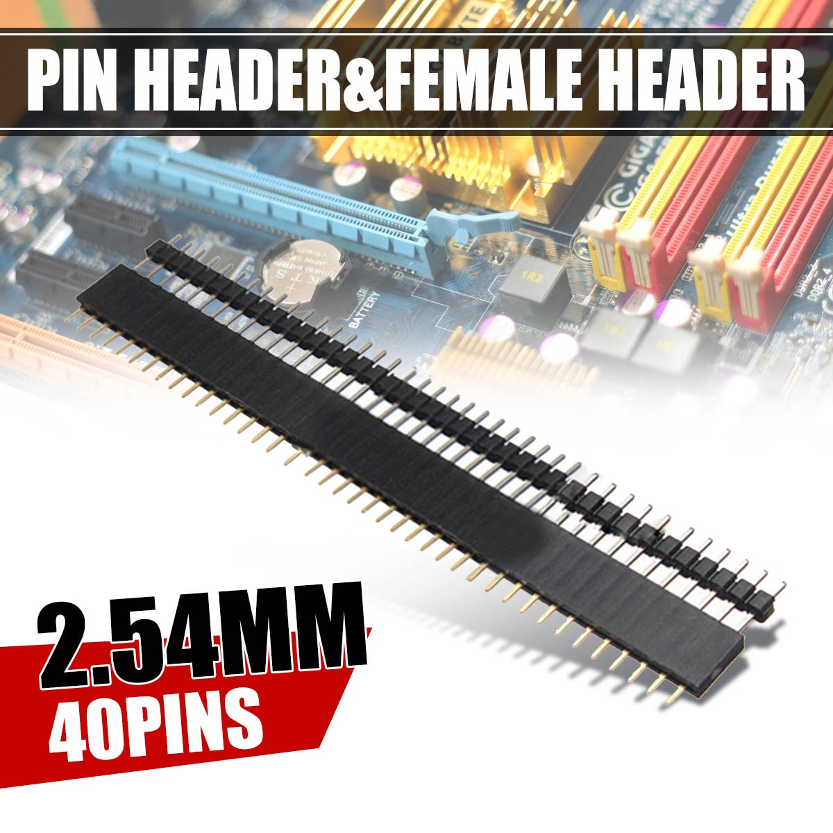 40 Pin 2.54mm Male Female SIL Socket Row Strip PCB Connector Accessory 40Pin Single Row Straight Male Female