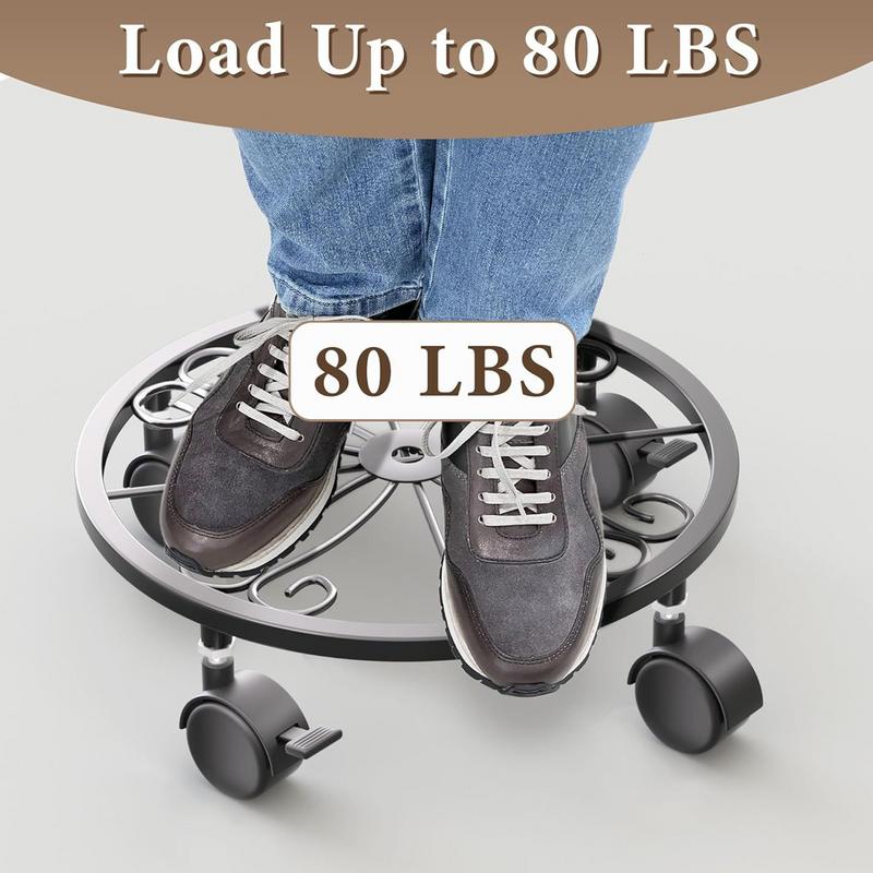 Plantenstandaard op wielen, bloempotstandaard met wielen, plantenbak met wielen, sterk draagvermogen, plantenstandaard op wielen voor in de tuin