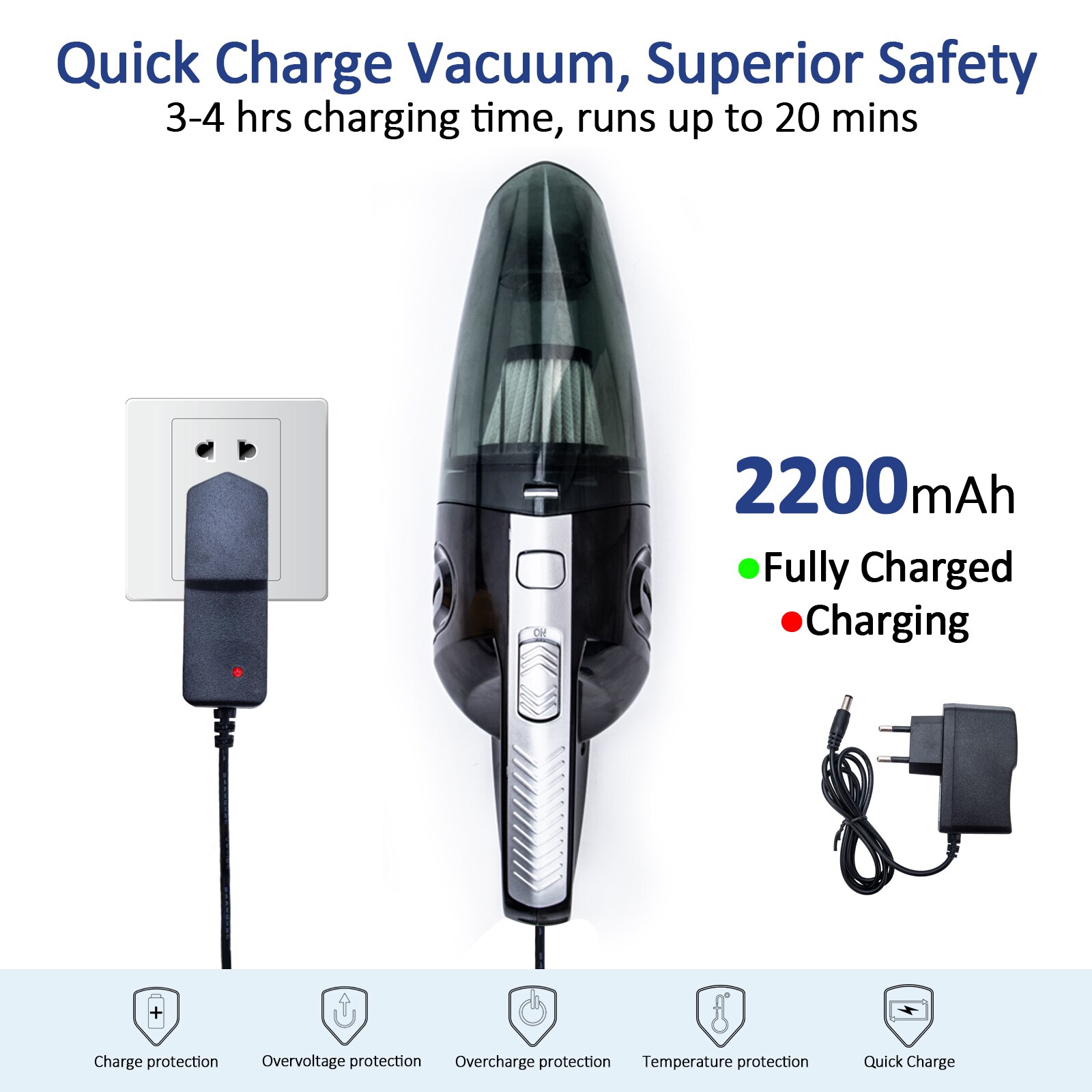 Wireless Car Vacuum Cleaner Handhold Powerful Car Cleaner Quick Chargeable Home Vacuum Cleaner