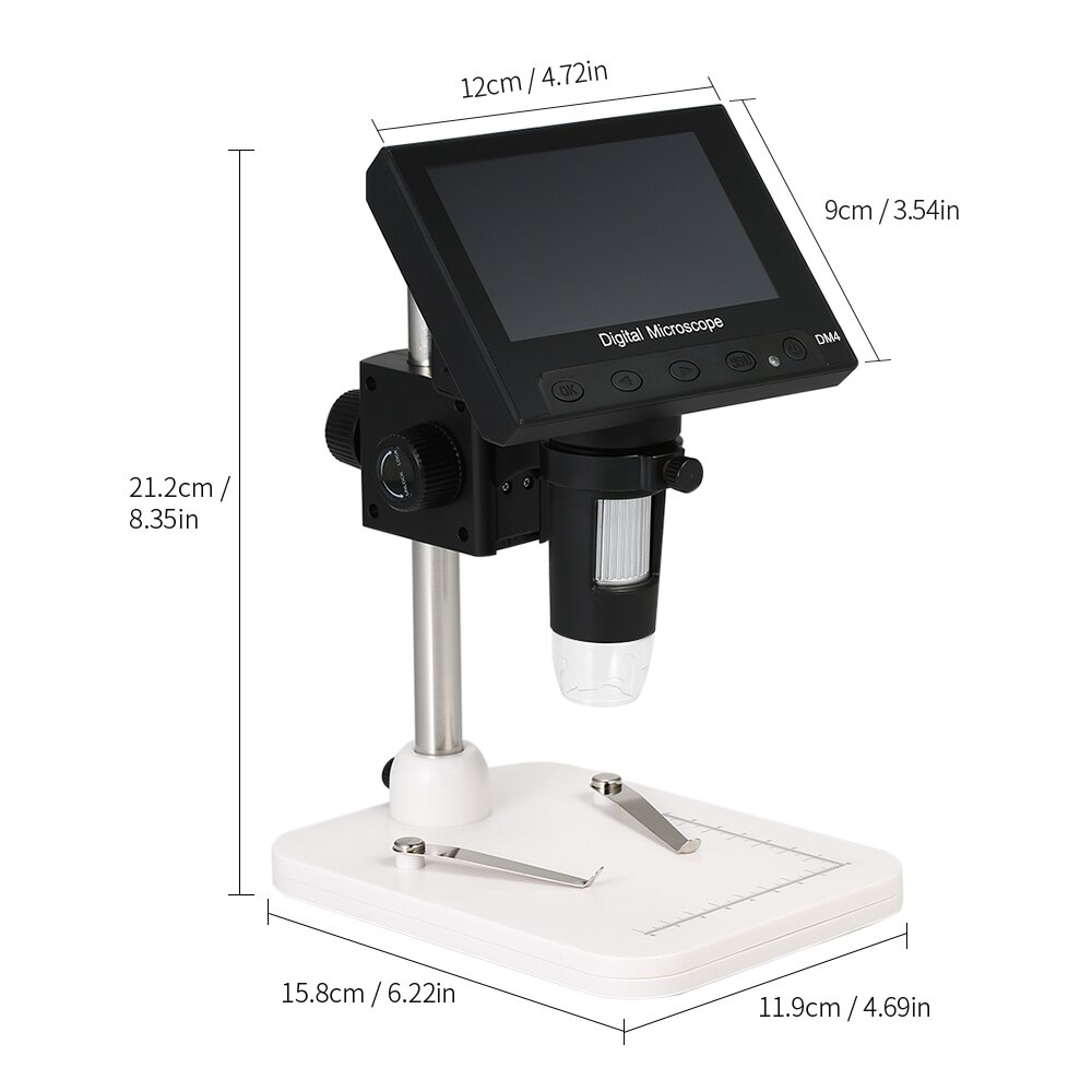 Microscopio Electrónico Digital con soporte para cámara de soldadura, lupa Digital con batería, 4,3x1080 pulgadas, P, 8 LED, usb: Type2