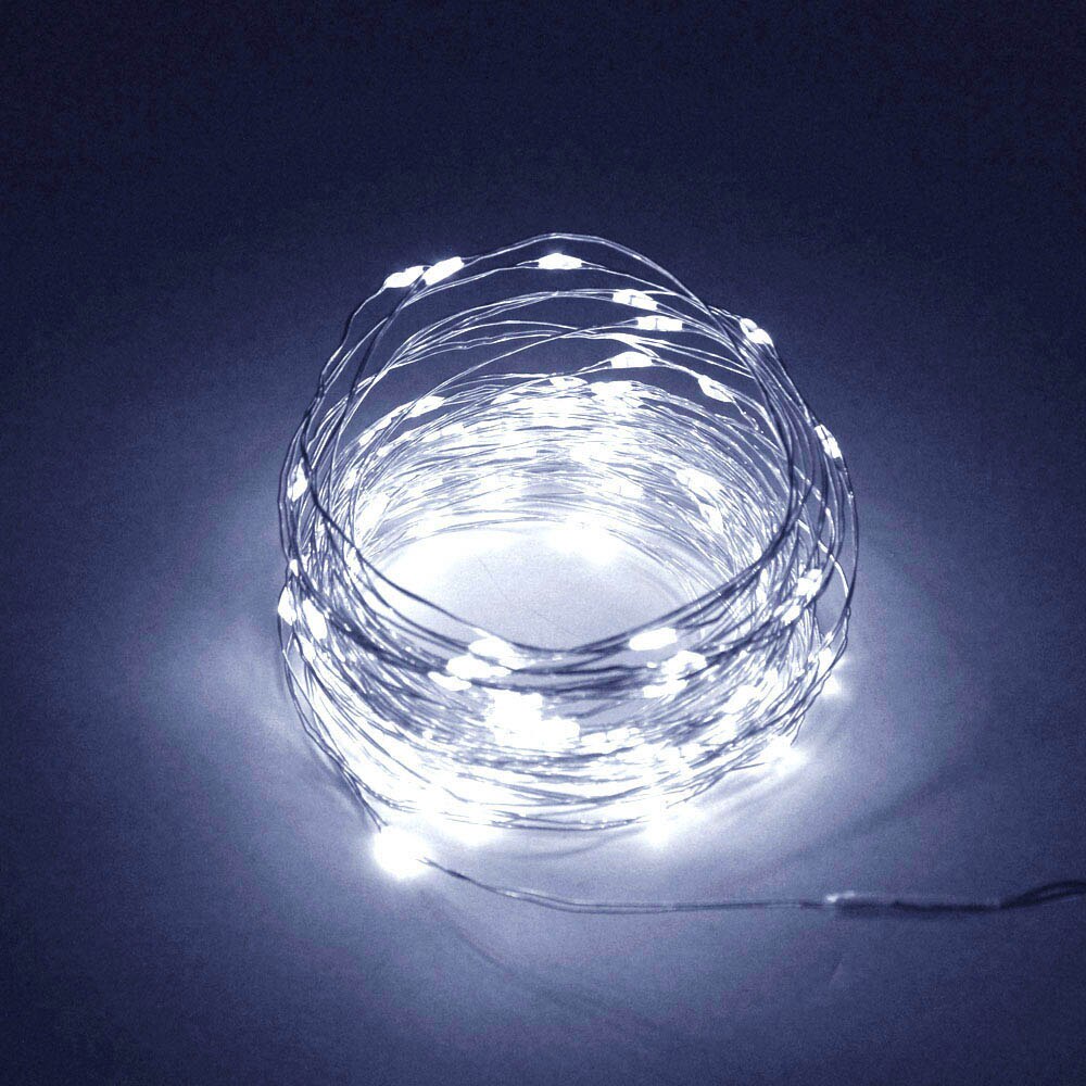 År solenergi ledet streng lamper utendørs 10m 20m lys til bryllupsfest julehage x'mas belysning: Kald hvit / 20m