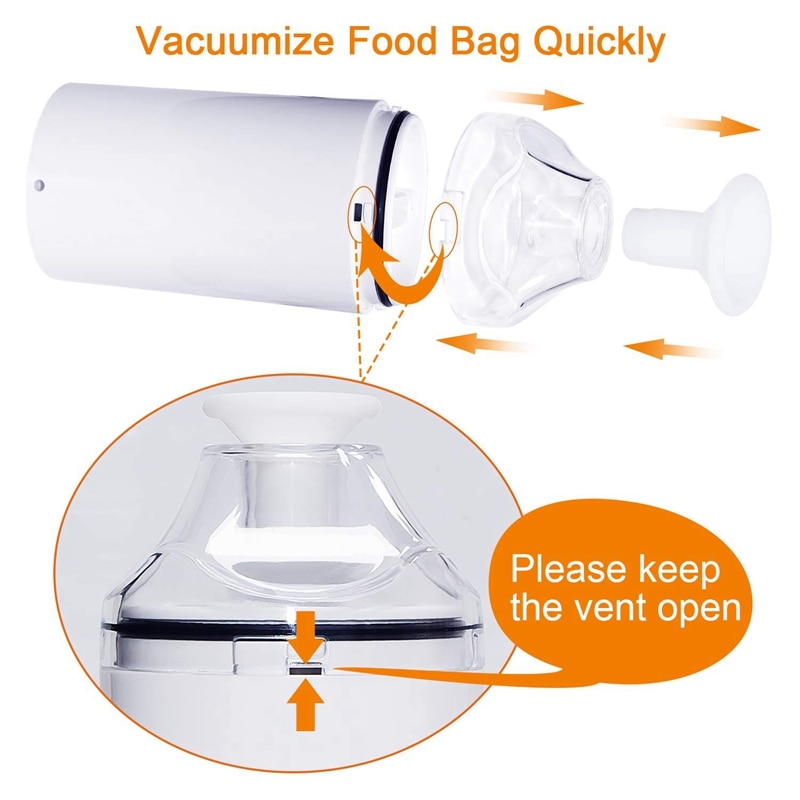 Food Vacuum Sealer Machine With 5 Pack Zipper Vacuum Bags,Small And Handheld Vacuum Packing Machine For Kitchen And Home Use Whi