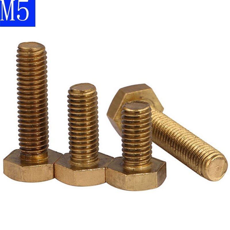 M5 - 0.8 5Mm Massief Messing Zeskantbouten Hex Tap Bouten Volledige Draad DIN933 Bouten
