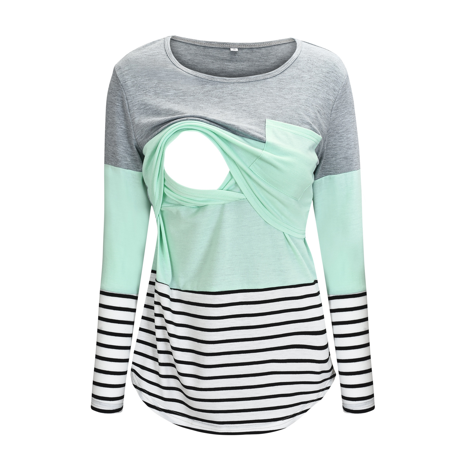 Kvinnor mamma gravid kläder blus skjorta amning mamma långärmad randiga tees kläder jurk amning