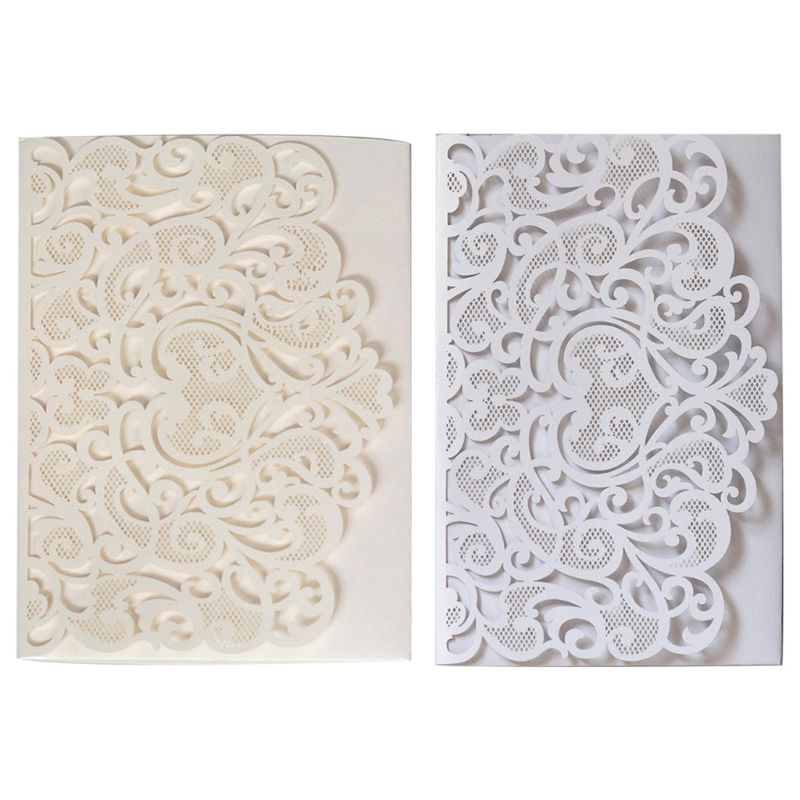 10pcs Cut Hollow Heart Shape Wedding Invitations Card Party Supplies QX2E