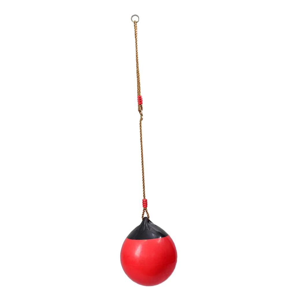 Ball Swing Seat w/ Heavy Duty Rope for Backyard Toys Set Accessories: Red