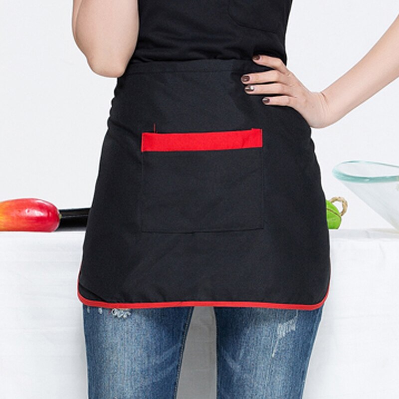 Unisex One-Size Home Kitchen Cooking Chef Schorten Cafe Restaurant Ober Schoonheidssalon Werkkleding Korte Schorten met Grote pocket: Black