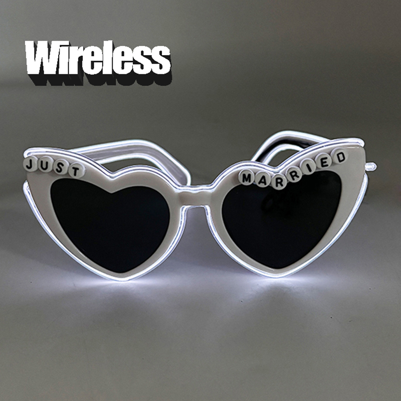 Wireless Led Jsut Married Sunglasses Bride Accessories Wedding As Honey Bride And Groom Glowing Wedding Heart Glasses