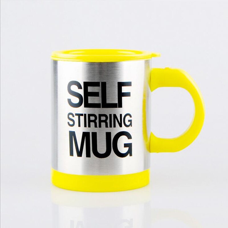 400ml auto-remuant tasse automatique électrique paresseux tasse à café lait mélange tasse en acier inoxydable Drinkware avec couvercle: Jaune