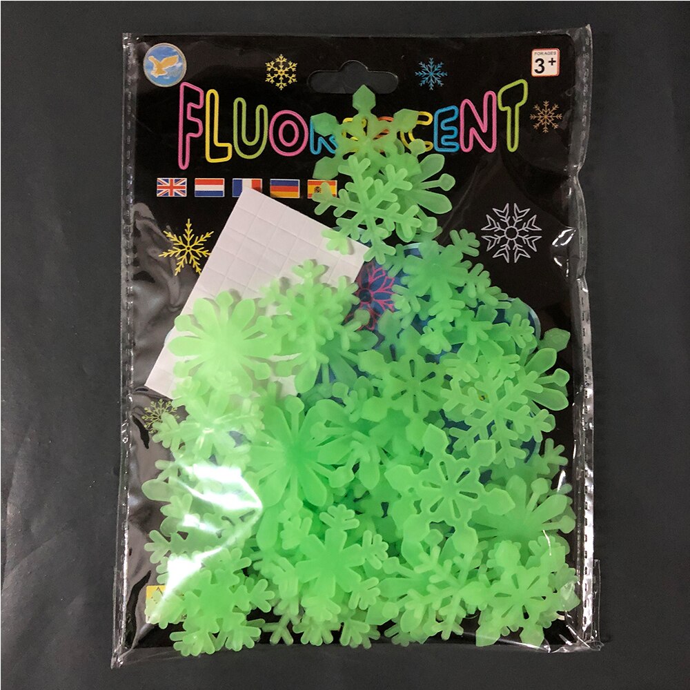 50 stk 3d lysende snefnug vægmærkater fluorescerende glød i mørket mærkat til børn baby værelser jul klistermærker boligindretning: Grøn