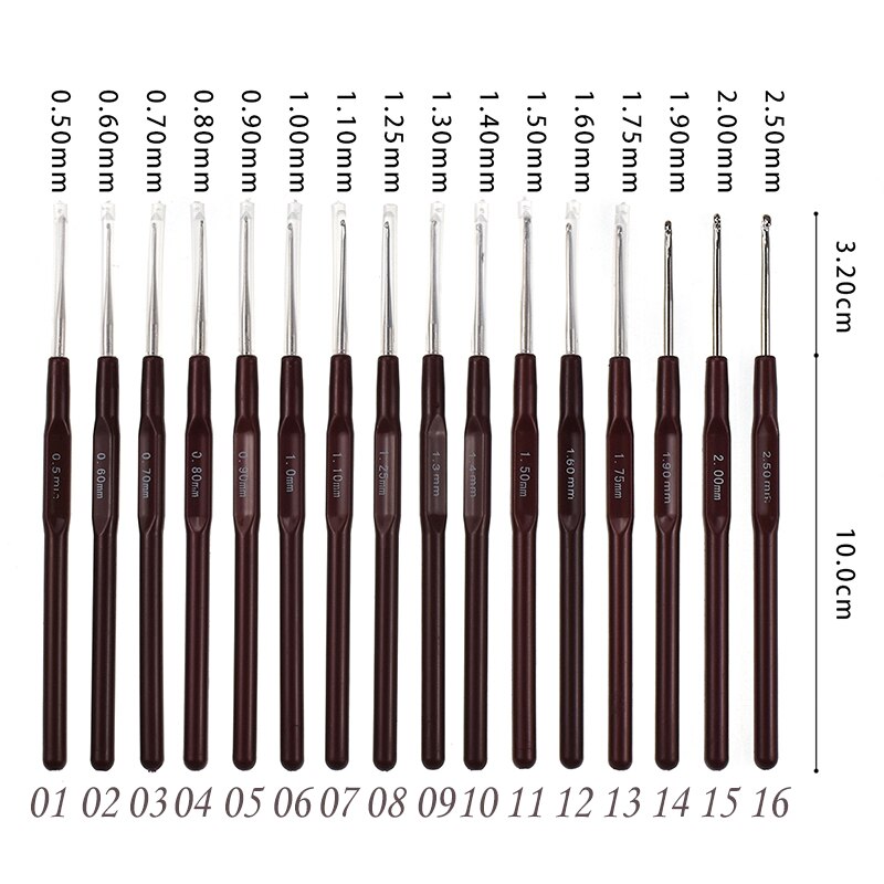 0.5-2.5mm Crochet Hooks With Plastic Handle Micro Crochet Needle For Knitting Lace Trim DIY Knitting Tools Supplies