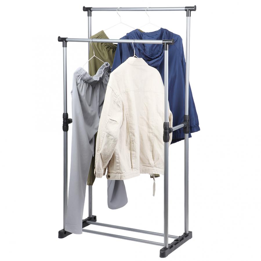 Clothes Drying Rack Clothes Hanger Double Rod Clothes Hanger Garment Drying Rack Balcony Clothes Hanging Stand for Home Use: A