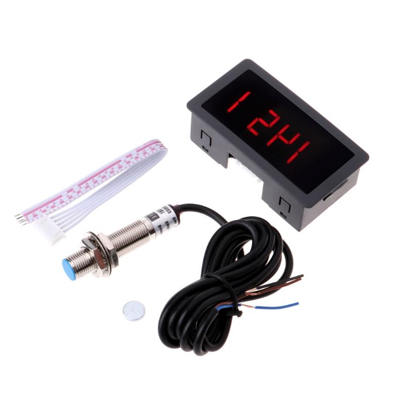 4 Digital LED Tachometer RPM Speed Meter+Proximity Switch Sensor NPN 12V 9999RPM 51BD: Red