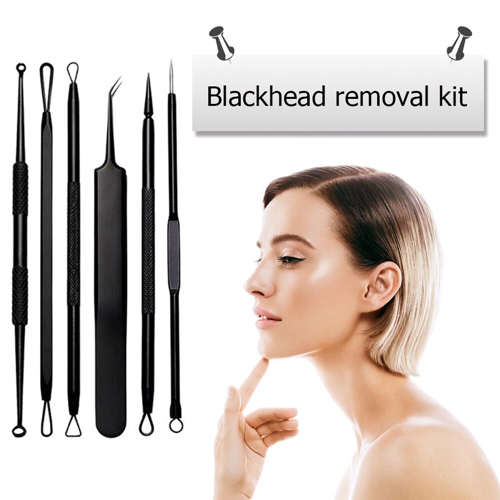 11pcs/set Acne Removal Tools Kit Blackhead Extractor Face Care Beauty Tools Black