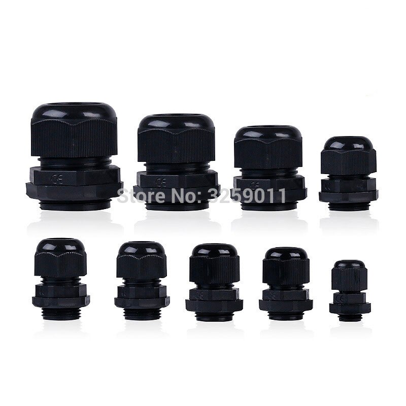 40 STKS Wartel Nylon Plastic Waterdichte Verstelbare Kabel Connectors Wartel Gewrichten Met Pakkingen PG7 PG9 PG11 PG16 PG13.5