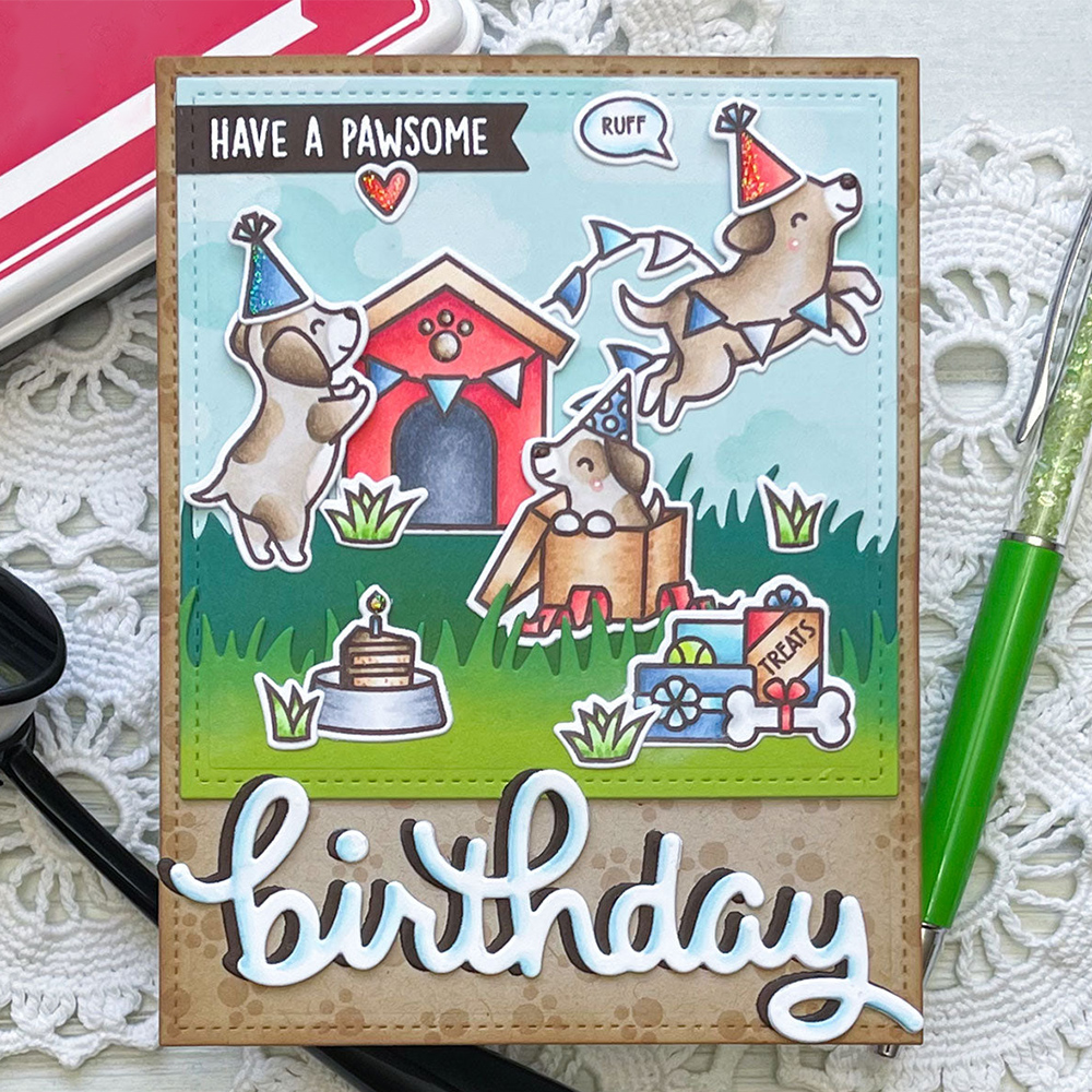 Critter Border Diglogue Cutting Dies Clear Stamps Happy Birthday Sentiments for DIY Scrapbooking Paper Cards Craft