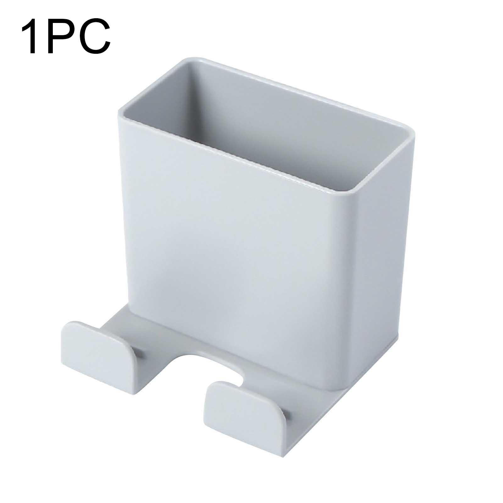 Wall Mounted Remote Control Holder Organizer Storage Box Mobile Phone Plug Stand Holder Hotel Office Wall Storage Organization: Light Grey