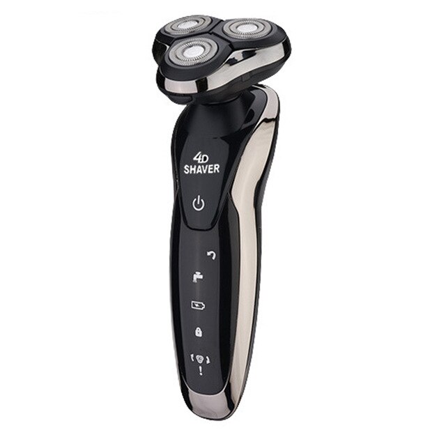 Máquina de afeitar eléctrica de afeitar la barba Trimmer nariz máquina de afeitar para hombres recargable afeitar seco mojado de doble uso, impermeable y lavable: Gold Shaver Only