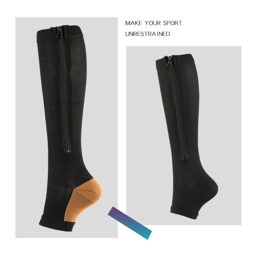 1 paar sport-kompressionsstrümpfe mit reißverschluss, fußball- und basketballsocken, stovepipe-socken, beinstrümpfe zur vorbeugung von krampfadern