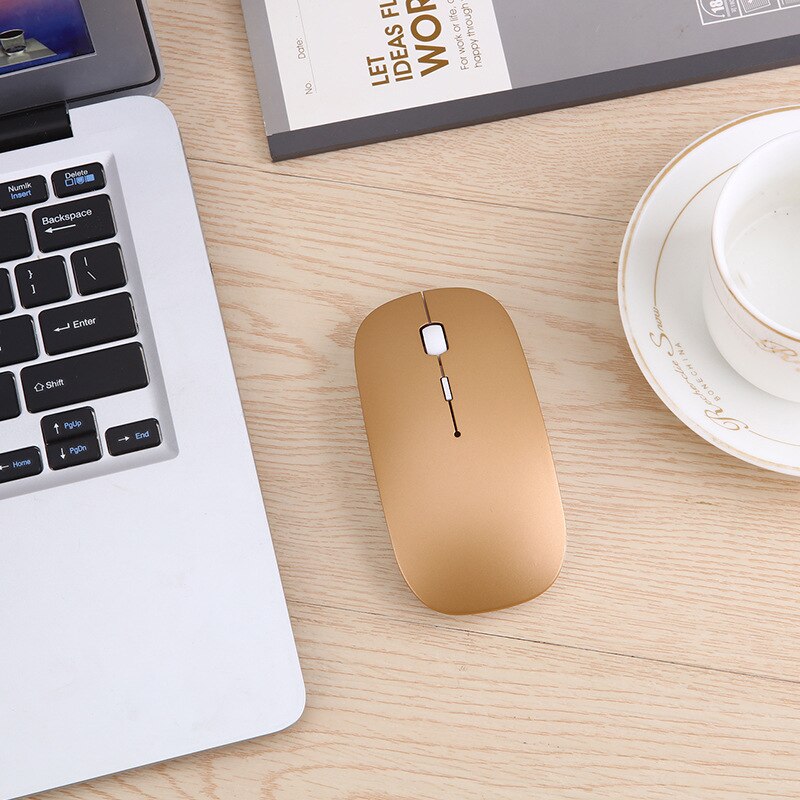 1600dpi dual-mode Bluetooth wireless mouse silent rechargeable Bluetooth mouse for Apple Lenovo laptop: gold