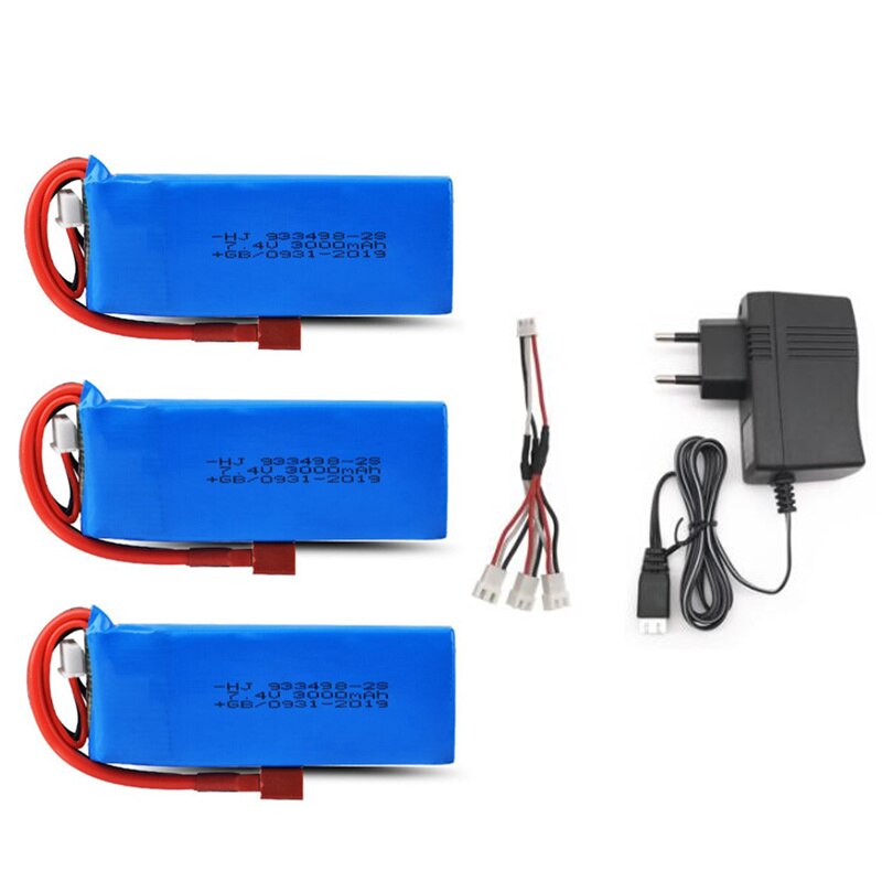 Wltoys 144001 Car 2s 7.4V 3000mAh Upgraded Lipo Battery T Plug For Wltoys 1/14 144001 RC Car Boat Lipo Battery Parts Upgraded: 3batteryeu