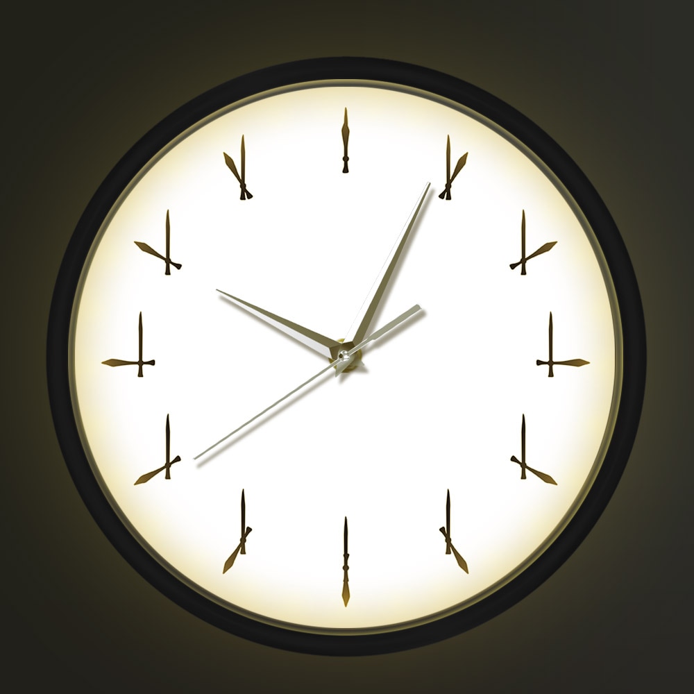 Redundanz Klang Aktiviert Nachtlicht Wanduhr Ungewöhnliche Redundante Wanduhr Mit LED-hintergrundbeleuchtung Moderne Wohnkultur Zauberstab Uhr
