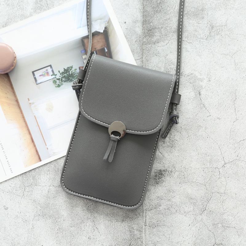 PU Crossbody praktisch tasche mädchen Brieftasche Tasche Touchscreen praktisch Geldbörse Tasche Smartphone Schulter Riemen Handtasche Wasserdicht: 02 tief grau