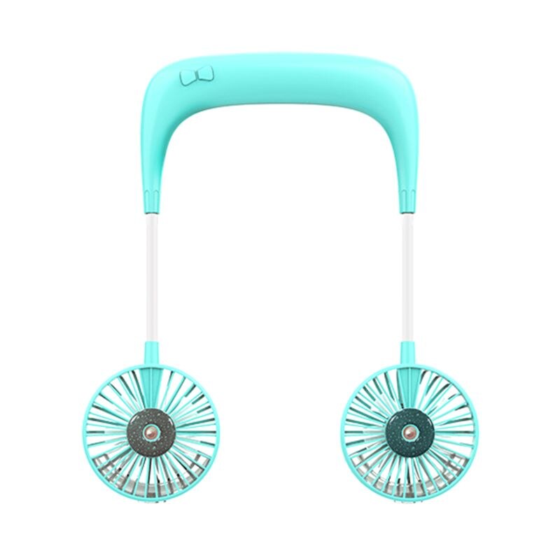 Ventilador de cuello colgante perezoso de , vaporizador de aire portátil ajustable, carga USB, ventilador de pulverización de agua de refrigeración: Azul