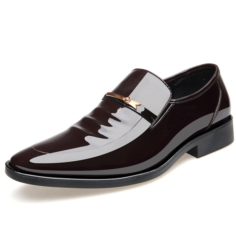 GOXPACER Männer Schuhe Formale Männer lässig Schuhe Spitz Geschäft Schuhe Aufzug Starke Ferse Metall Deko: Braun / 6