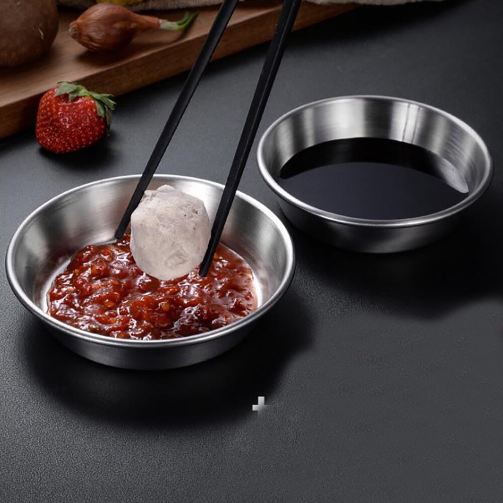7/8/10/11CM 304 Stainless Steel Plate Small Dipping Sauce Plate Thick Round Seasoning Plate For Hotel Restaurant