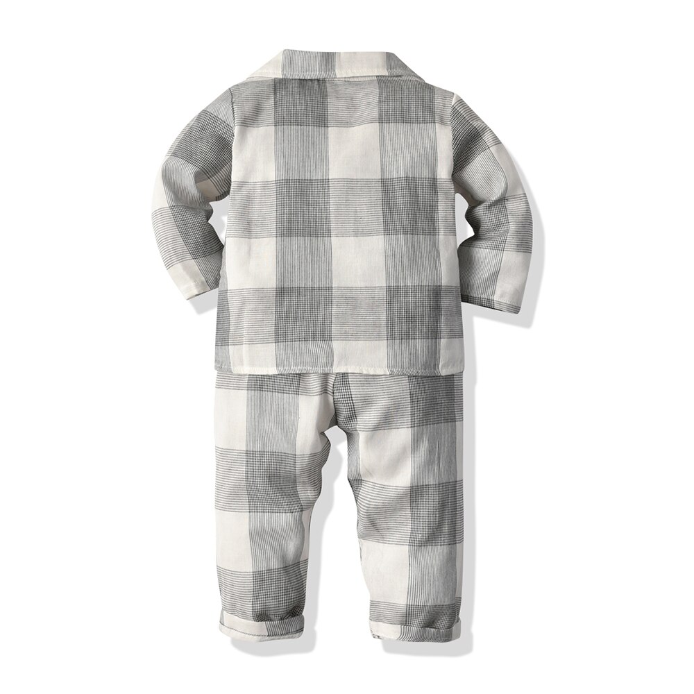 Top En Top 2 Stuks Baby Pyjama Sets Herfst Baby Pyjama Tops En Broek Outfits Jongens Meisjes Pyjama Plaid Baby kleding Sets